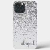Glitter Silver Elegant Moderne Monogram Naam Case-Mate iPhone Case (Achterkant)