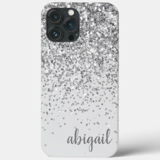 Glitter Silver Elegant Moderne Monogram Naam Case-Mate iPhone Case
