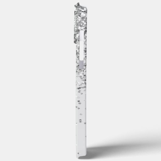 Glitter Silver Elegant Moderne Monogram Naam Case-Mate iPhone Case (Achterkant / Links)