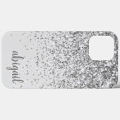 Glitter Silver Elegant Moderne Monogram Naam Case-Mate iPhone Case (Achterkant (horizontaal))