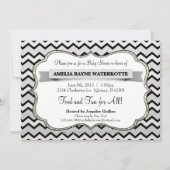 Glitter Silver en Black Chevron Baby shower Kaart (Voorkant)