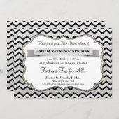 Glitter Silver en Black Chevron Baby shower Kaart (Voorkant / Achterkant)