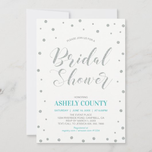 Glitter Silver en Tiffany | Modern Vrijgezellenfee Kaart (Voorkant)