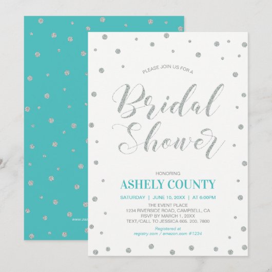 Glitter Silver en Tiffany | Modern Vrijgezellenfee Kaart (Voorkant / Achterkant)