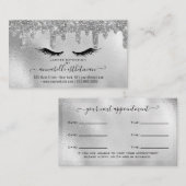 Glitter Silver Eyelash Extension Appointment Visitekaartje (Voorkant / Achterkant)