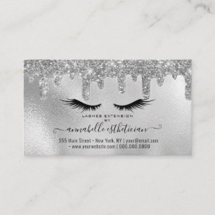 Glitter Silver Eyelash Extension Appointment Visitekaartje