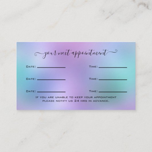 Glitter Silver Eyelash Extension Appointment Visitekaartje (Achterkant)