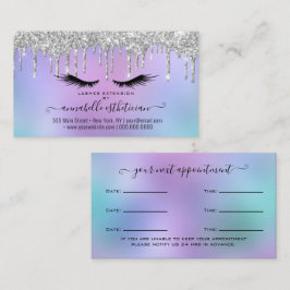 Glitter Silver Eyelash Extension Appointment Visitekaartje