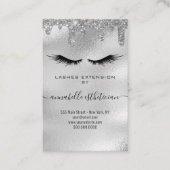 Glitter Silver Eyelash Extension Client Record Visitekaartje (Voorkant)