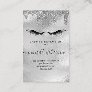 Glitter Silver Eyelash Extension Client Record Visitekaartje