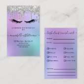 Glitter Silver Eyelash Extension Client Record Visitekaartje (Voorkant / Achterkant)