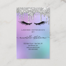 Glitter Silver Eyelash Extension Client Record Visitekaartje