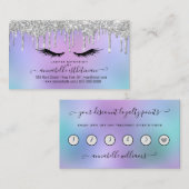 Glitter Silver Eyelash Extension Loyalty Visitekaartje (Voorkant / Achterkant)