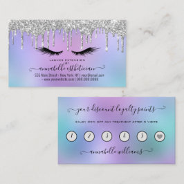 Glitter Silver Eyelash Extension Loyalty Visitekaartje