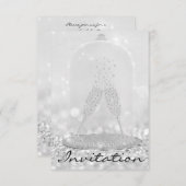Glitter Silver Glass Bubbles Champagne Bridal 16 Kaart (Voorkant / Achterkant)