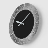 Glitter Silver Gray Black Metal Grey Elegant Grote Klok (Hoek)