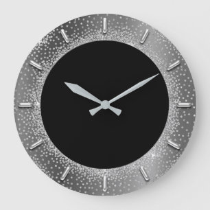 Glitter Silver Gray Black Metal Grey Elegant Grote Klok