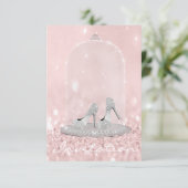 Glitter Silver Gray Pink Diamond Shoes Glitter Kaart (Staand voorkant)