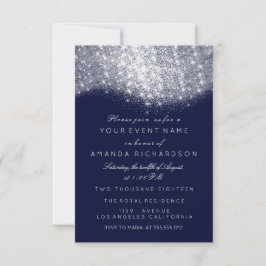 Glitter Silver Gray White Blue Navy White Elegant Kaart