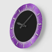 Glitter Silver Grey Black Paars Violet Grote Klok (Hoek)