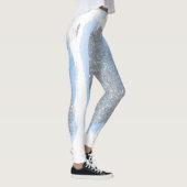 Glitter Silver Grey Blue Brushkes Sparkly Leggings (Rechts)