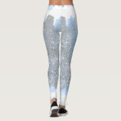 Glitter Silver Grey Blue Brushkes Sparkly Leggings (Achterkant)