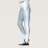 Glitter Silver Grey Blue Brushkes Sparkly Leggings (Links)