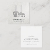 Glitter Silver Grey Broom Cleaning Service Vierkante Visitekaartje (Voorkant / Achterkant)