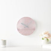 Glitter Silver Grey Minimal Metallic Bean Blush Ronde Klok (Huis)