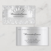 Glitter Silver Grey Nails Artist Drivers Afsprakenkaartje (Voorkant / Achterkant)