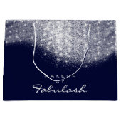 Glitter Silver Grey Name Blue Navy Bridal White Large Cadeautasje (Voorkant)