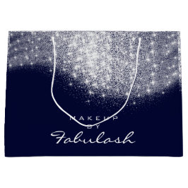 Glitter Silver Grey Name Blue Navy Bridal White Large Cadeautasje