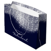 Glitter Silver Grey Name Blue Navy Bridal White Large Cadeautasje (Achterkant Gekanteld)