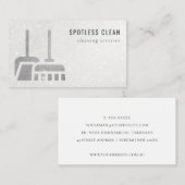 Glitter Silver Grey Shiny Broom Cleaning Service Visitekaartje (Voorkant / Achterkant)