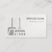 Glitter Silver Grey Shiny Broom Cleaning Service Visitekaartje (Voorkant)