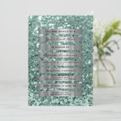 Glitter Silver Grey Stripes Mint Green Pastel Kaart (Staand voorkant)