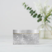 Glitter Silver ID802, geborsteld metalen band Visitekaartje (Staand voorkant)