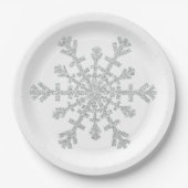 Glitter Silver-kerstsnowflake op wit Papieren Bordje (Voorkant)