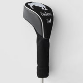 Glitter Silver NZ Kiwi op Black, aangepaste driver Golfheadcover (Schuin)