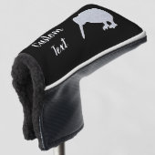 Glitter Silver NZ Kiwi op Black, Custom Putter Golfheadcover (3/4 voorkant)