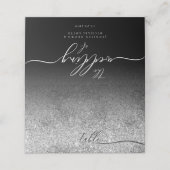 Glitter Silver Plain Clean Script Table Plaatskaartje (Buitenkant ongevouwen)