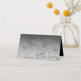 Glitter Silver Plain Clean Script Table Plaatskaartje
