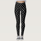 Glitter Silver Polka Dots Black Delicate Sparkly Leggings (Voorkant)
