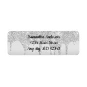 Glitter Silver Return-adres uitlijnen Etiket (Voorkant)
