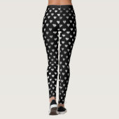 Glitter Silver Small Hearts Black Delicate Sparkly Leggings (Achterkant)