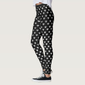 Glitter Silver Small Hearts Black Delicate Sparkly Leggings (Links)
