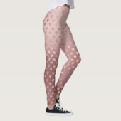Glitter Silver Small Hearts Roze Roze Goud Glas Leggings (Rechts)