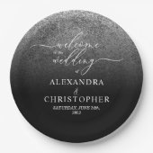 Glitter Silver Sparkle Welkom op bruiloft set Papieren Bordje (Voorkant)