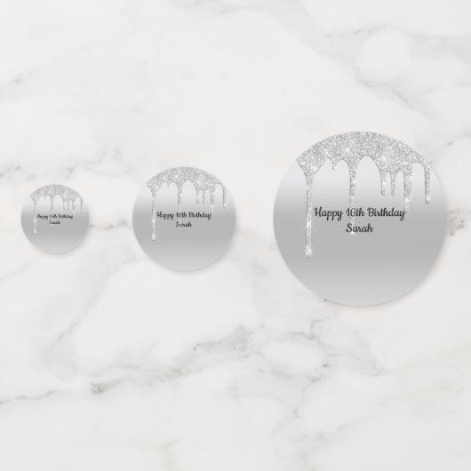 Glitter Silver, speciaal gepersonaliseerde verjaar Confetti (Achterkanten)