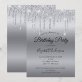 Glitter Silver, speciaal gepersonaliseerde verjaar Kaart (Voorkant / Achterkant)